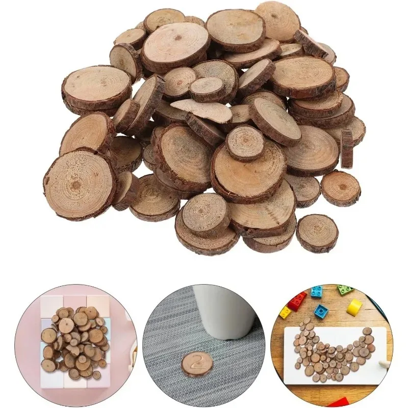 30PCS 1-3CM Unfinished Wood Slices for Centerpieces Round Wooden Discs Wood Cookies Circles for Crafts Christmas Ornaments view 3