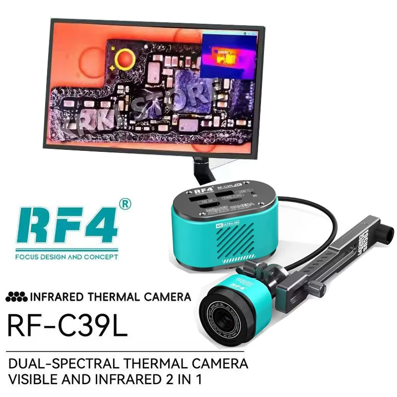 RF4 RF-C39L Dual Spectral 4K Thermal Imager Camera With Fixed Trestle For Microscope Motherboard PCB Repair Analyzing Tools