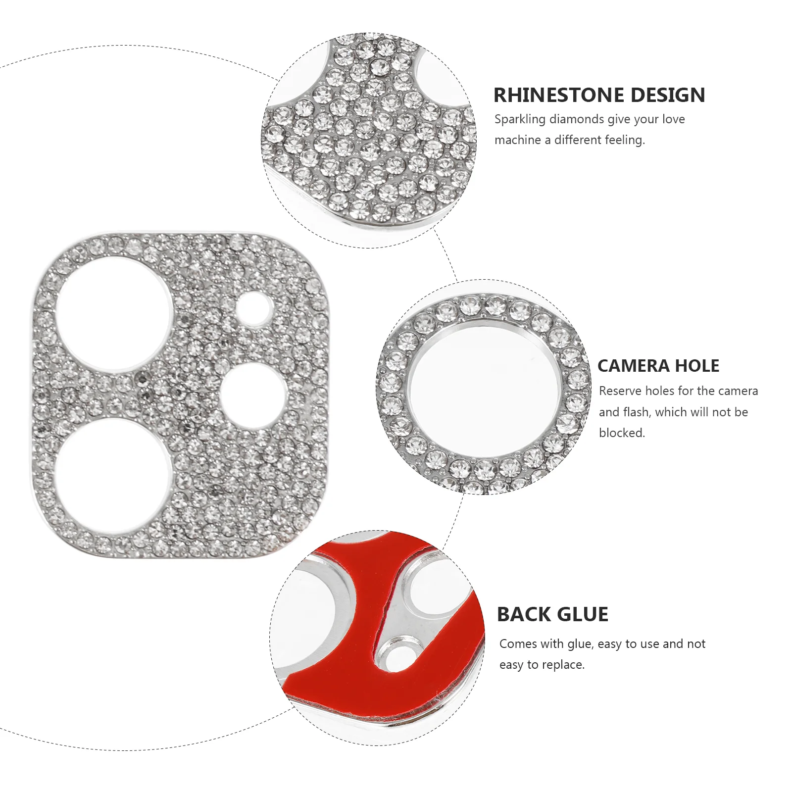 Cell Phone Screen Protector Flash Diamond Lens Film 12 Protectors Rear Camera Cover for