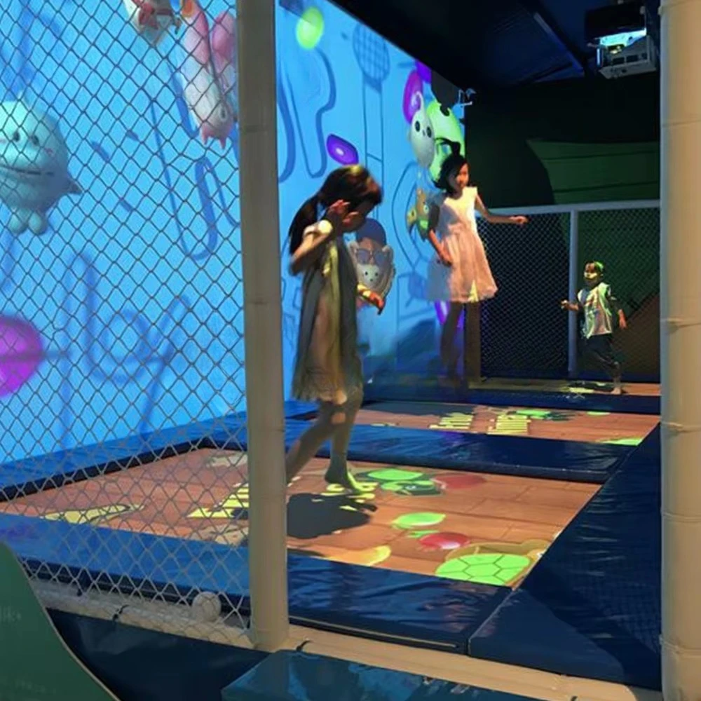 Kids AR Trampoline Floor Interactive Projection Games Children's Park Ball Pool Soft Playground for Play Games