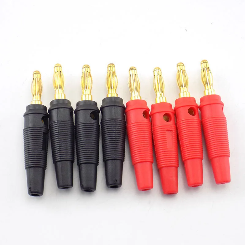 10pcs Banana plug Audio Speaker Screw Gold Plate Plugs Connector 4mm Adapter Solderless Black Red color H10