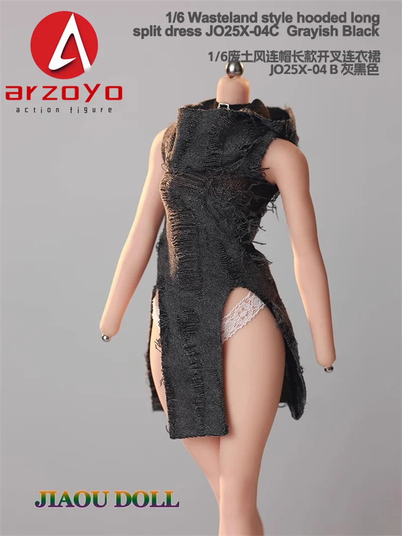 JO25X-041/6 estilo dividido femenino estilo Wasteland vestido con agujero de corte largo modelo de ropa para figura de acción de soldado femenino de 12"