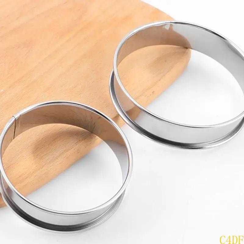 

C4DF Home Baking Muffins and Tarts Rings Practical Stainless Steel Nonstick Baking Rings for Muffins Crumpet and Tarts