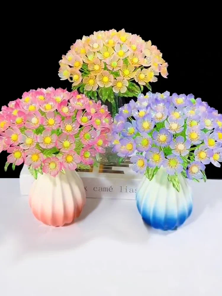 

Набор материалов для рукоделия: готовый акриловый букет из цветов ручной работы с бусинами-звездочками