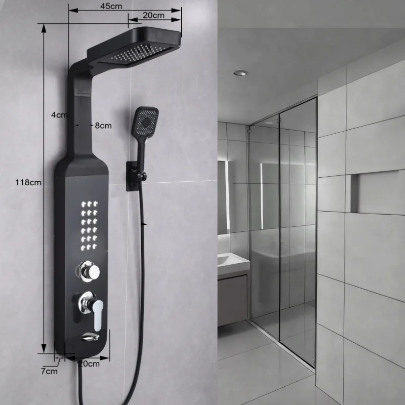 Smart Shower Panel, 3-Function Rainfall Handheld Shower Head Set, Wall-Mounted Bathroom Fixture, Home Hotel Use, Chrome Finish