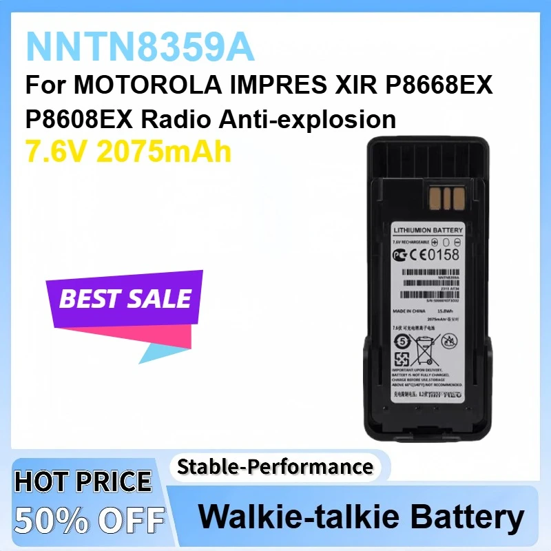 

New 7.6V 2075mAh NNTN8359A Li-ion Battery DP4801Ex Rechargeable Battery For MOTOROLA IMPRES XIR P8668EX Radio Anti-explosion