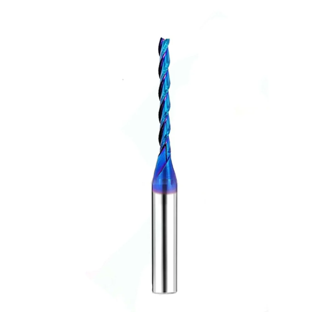6.35mm Shank Triple For Edge Tapered Flat End Mill Carbide Spiral CNC Router Bit For Woodworking Plastic Composite Cutting Tool