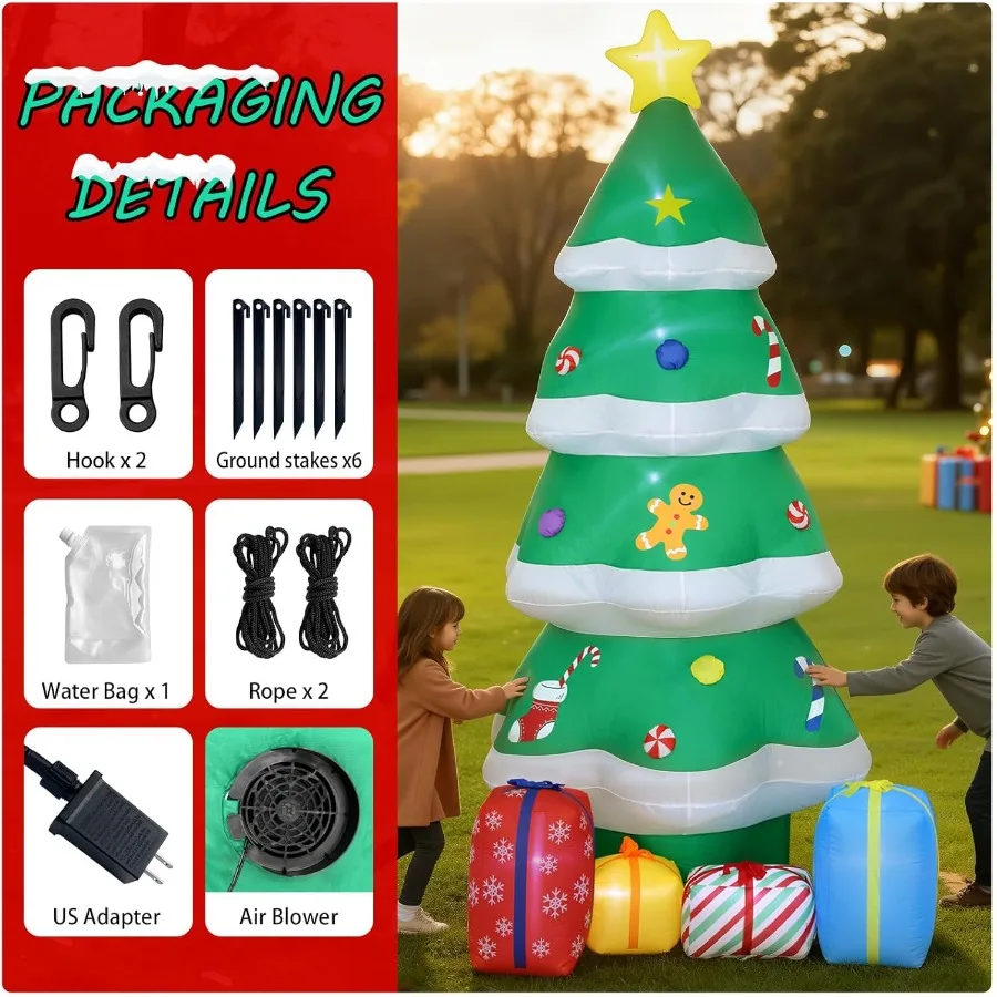 10FT Christmas Inflatables Christmas Tree Inflatable Outdoor Decoration Blow Up Holiday Decor for Yard Lawn Backyard Home