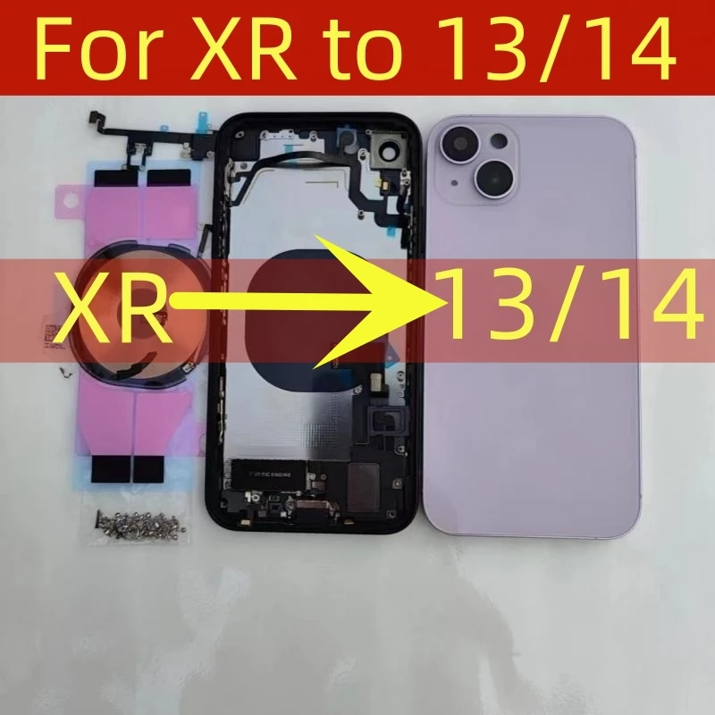 

DIY задний корпус для iPhone XR до 13/14, задняя крышка в сборе, полностью совместимая с XR до 14, задний корпус, бесплатные подарки, бесплатная доставка