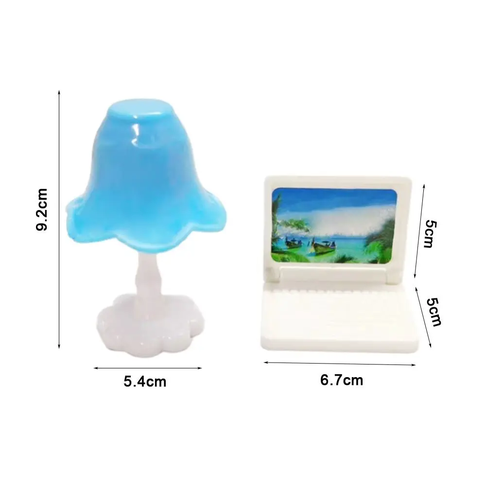 Mini Lâmpada De Mesa De Plástico Em Miniatura Para Decoração De Casa, Laptop Bonito, Tablet, Decoração, Brinquedo, Casa De Bonecas, Alta Qualidade, 2 Cores, 1:12