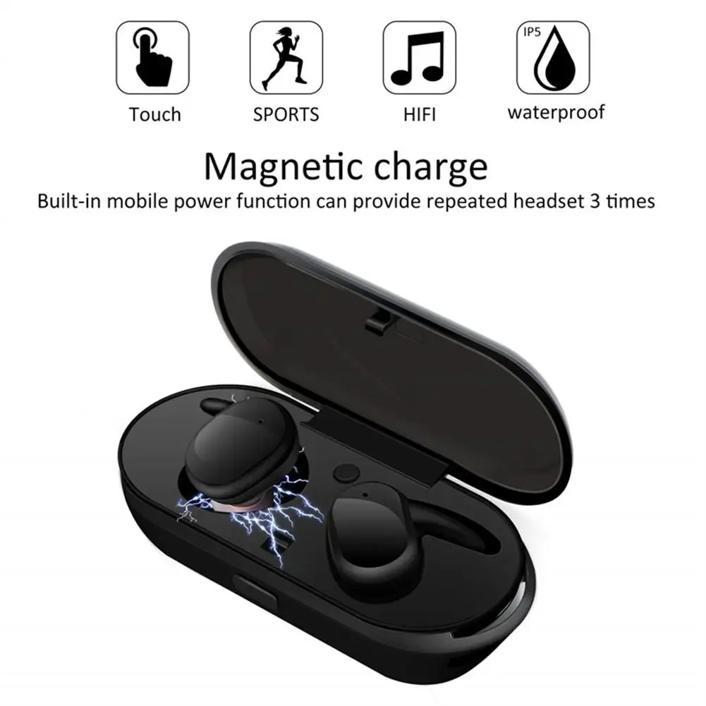 Y30 Tws kompatybilny z Bluetooth 5.0 bezprzewodowe słuchawki Stereo słuchawki douszne z redukcją szumów wodoodporne słuchawki douszne z etui z funkcją ładowania