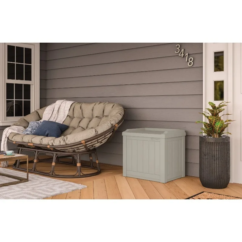 

NEW Outdoor 22-Gal Resin Deck Box,Patio or Back Yard, Light Taupe, 17 in D x 20.5 in H x 22 in W