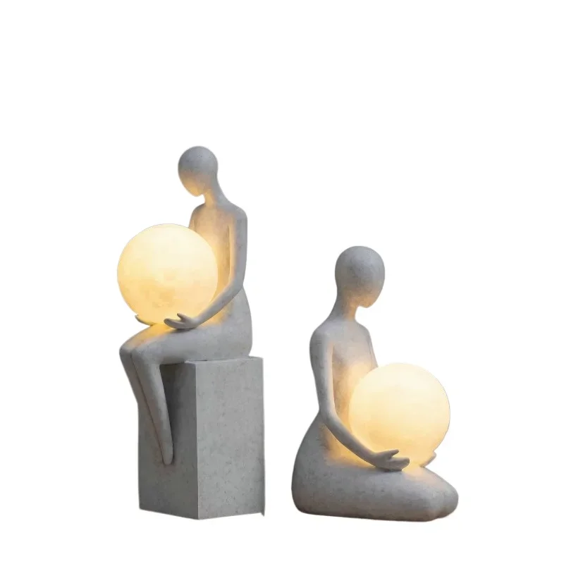 Figure Female Statuette Simple Bedroom Crafts Resin Abstract Ladies Desk Statue Lamp Modern Desk Lamp Home Decoration