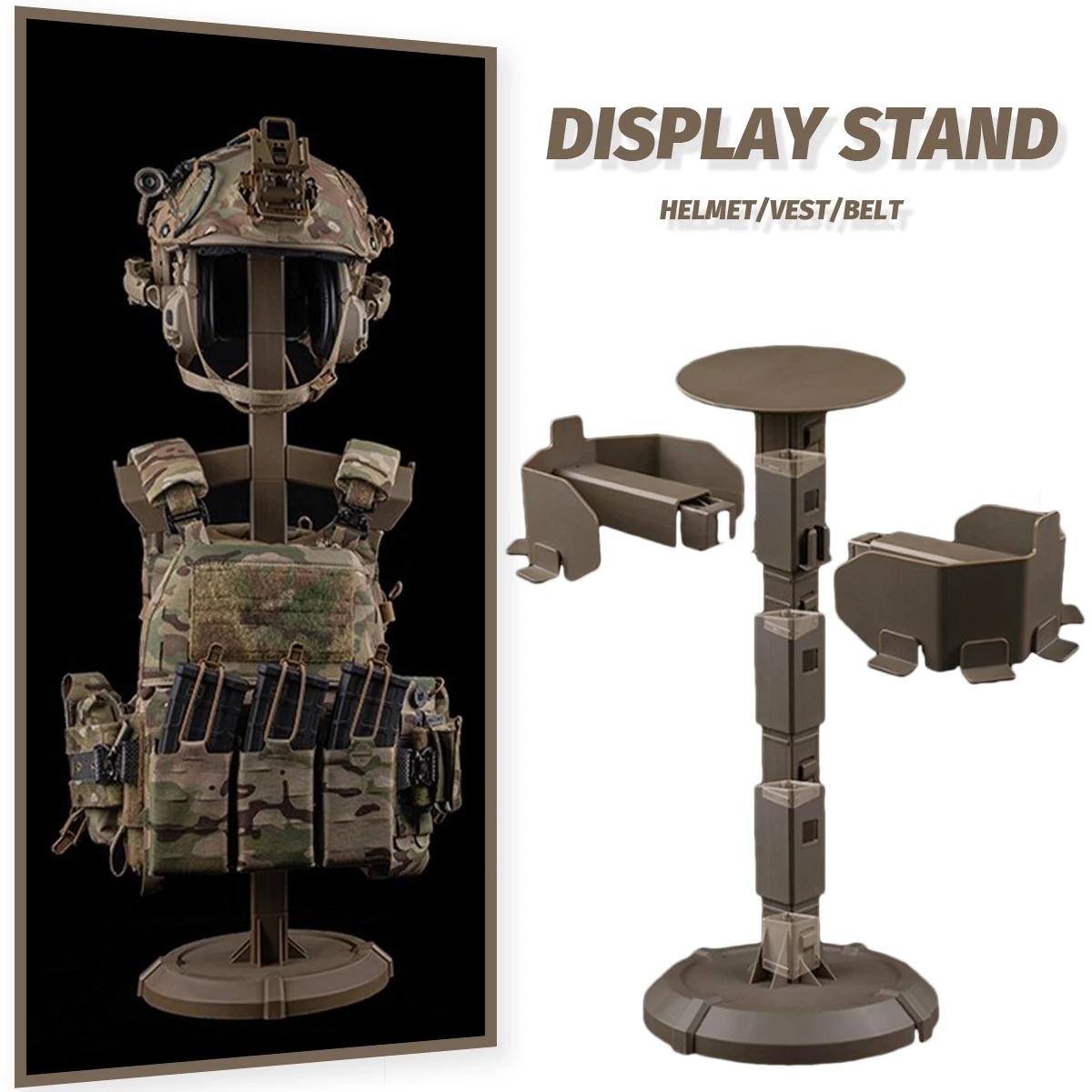 Tactical Vest Display Stand Detachable Airsoft Helmet Hat Rack OrganizerTactical Gear Support Stand Waist Belt Mask Display