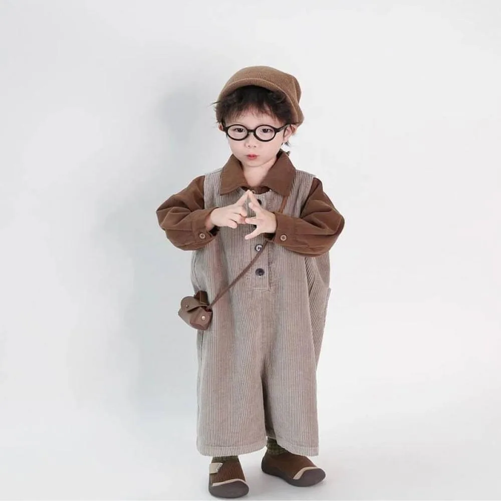 

Kids Cargo Pants Boys Girls Korean Style Spring Autumn Children's Corduroy Loose Overalls Toddler Solid Color Jumpsuit