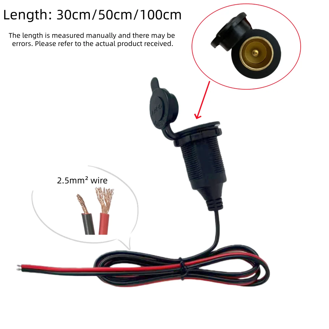 High power 12V/24V car cigarette lighter power socket with fixed threaded socket