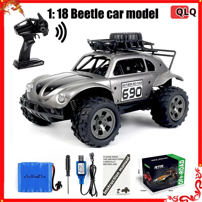 Nieuwe 1:18 Kever Stijl 2.4g Rc Auto Hoge Snelheid Off-Road Buggy Led Verlichting Echte Elektrische Mini Rc Crawler Speelgoed Voor Kinderen Gift