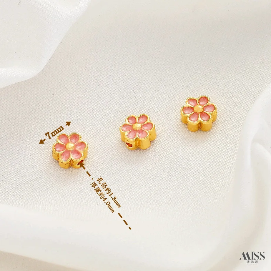 18K Gold Plated Cloisonne Enamel, Thousand Miles Landscape, Six Words Mantra, Daisy Spacer Beads, DIY Jewelry Accessories view 5