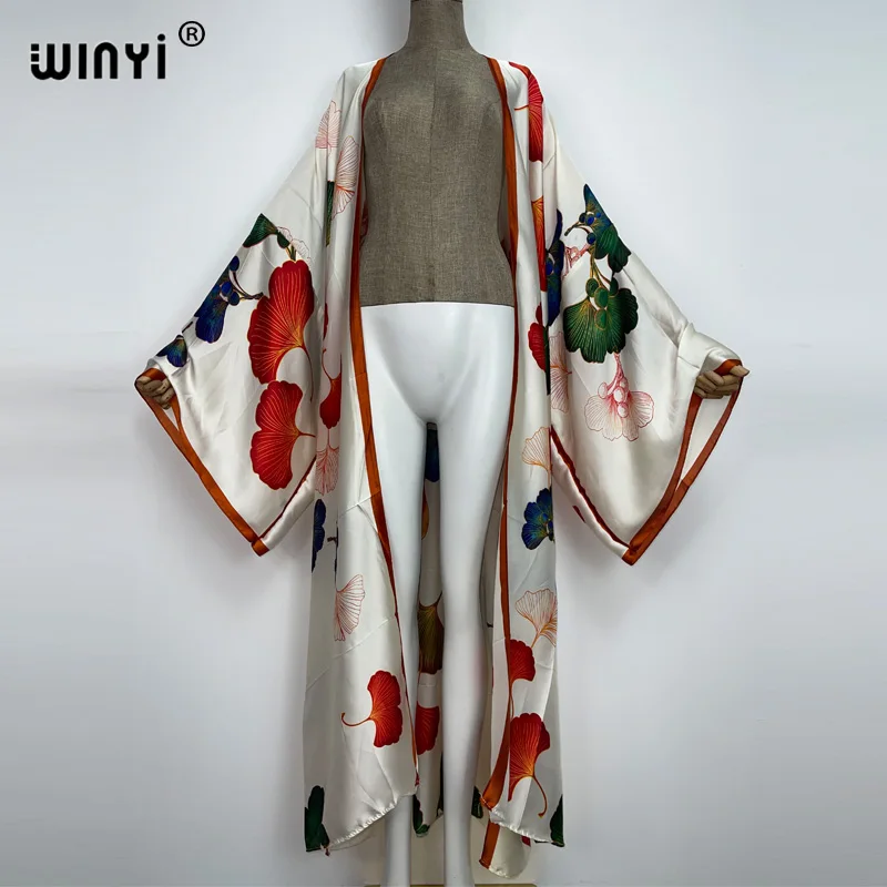 2022 Nieuwe Winyi Zomer Beach Wear Cover Up Lady Boho Vest Wit Afdrukken Elegant Zijdeachtige En Huidvriendelijke Sexy vakantie Kimono