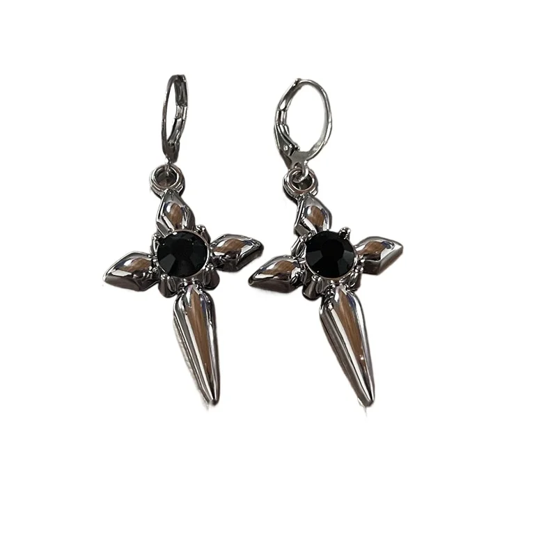 

*Gothic Cross Black Heart Jewel Earrings Punk Halloween Jewellery Creativity Fashion Gorgeous Statement Women Gift