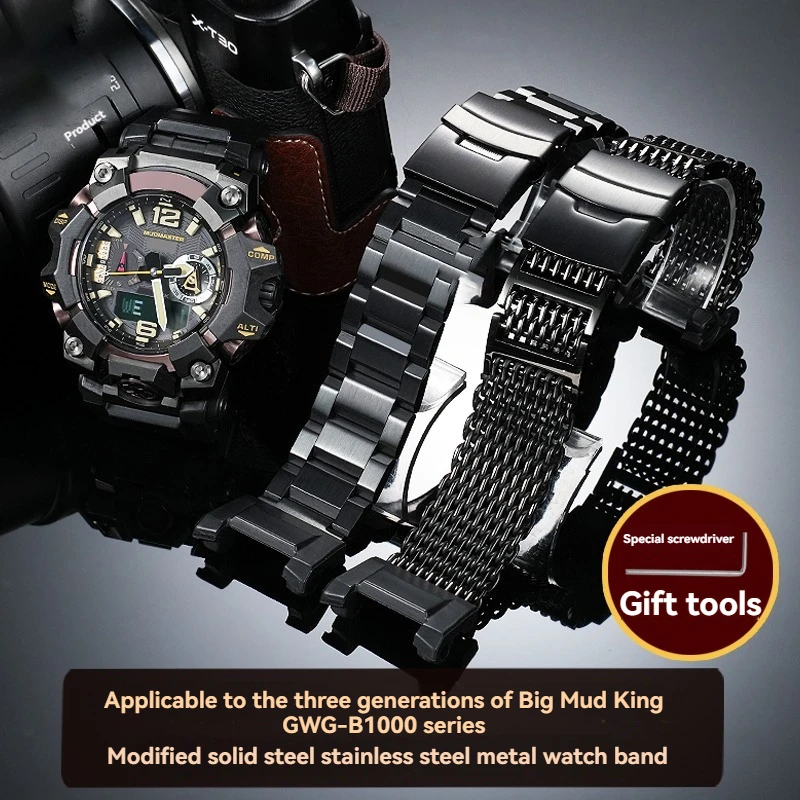 Variety Solid Stainless Steel Watchband Strap for Casio GWG-B1000 third-generation Big Mud King Modified Fine steel metal strap