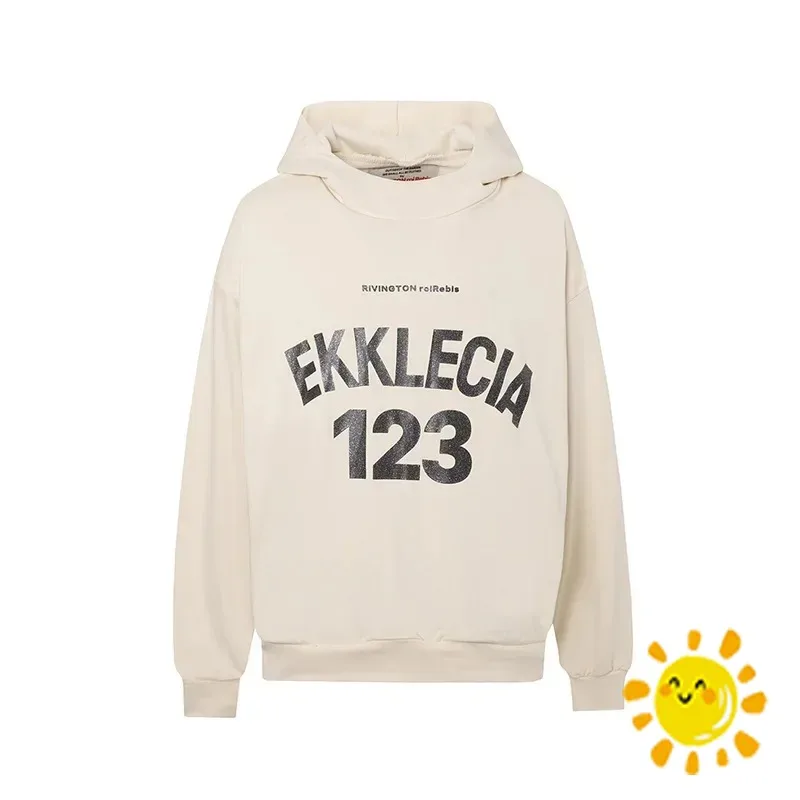 

24SS Hip Hop Oversized Apricot Classic Logo Print RRR123 Hoodie Men Women Best Quality 100% Cotton Sweatshirts Pullovers Hooded