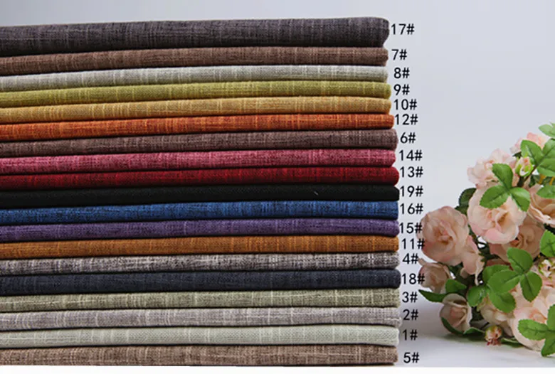 100cm*148cm Sofa Fabric Thicken Slub Linen Fabric Car Chair Cover Pillow Home DIY Cationic Polyester Linen Sewing Fabrics 500g/m