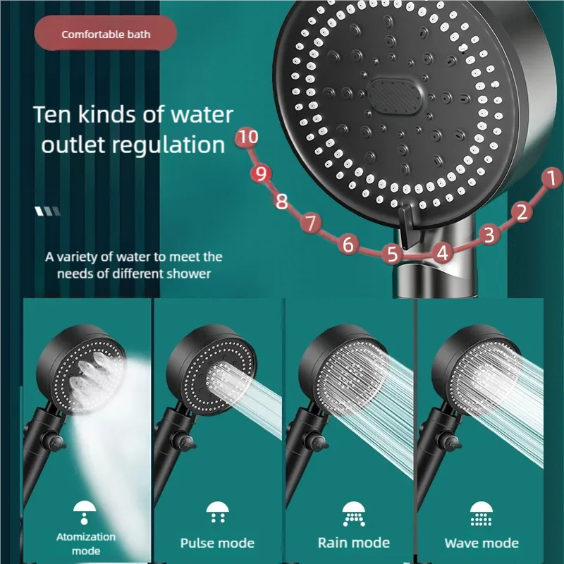 10 Modes Shower Head Adjustable High Pressure Water Saving Shower Head Water Massage Shower Head Bathroom Accessories