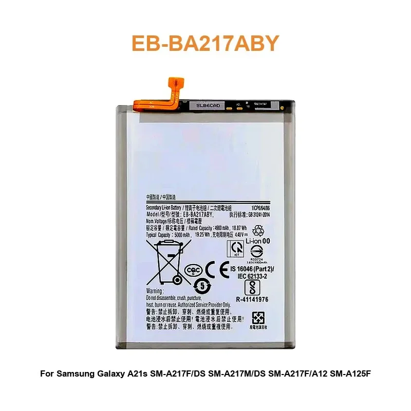 

Аккумулятор мобильного телефона для Samsung Galaxy A21s SM-A217F/DS SM-A217M/DS SM-A217F/DSN/A12 SM-A125F SM-A125FN A125 EB-BA217ABY