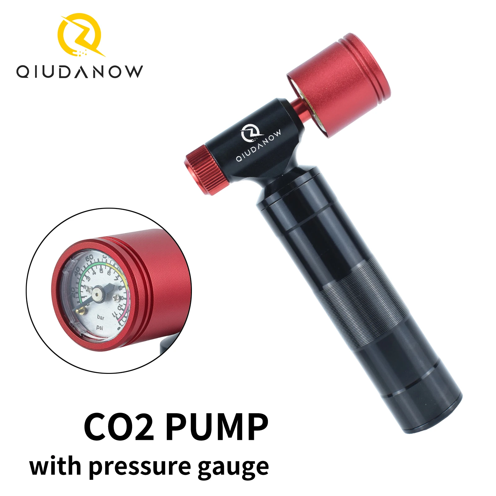 

CO2 Inflator for Bike Tires with Cartridge Storage Canister for Presta & Schrader Bicycle Tire Pump No CO2 Cartridges Included
