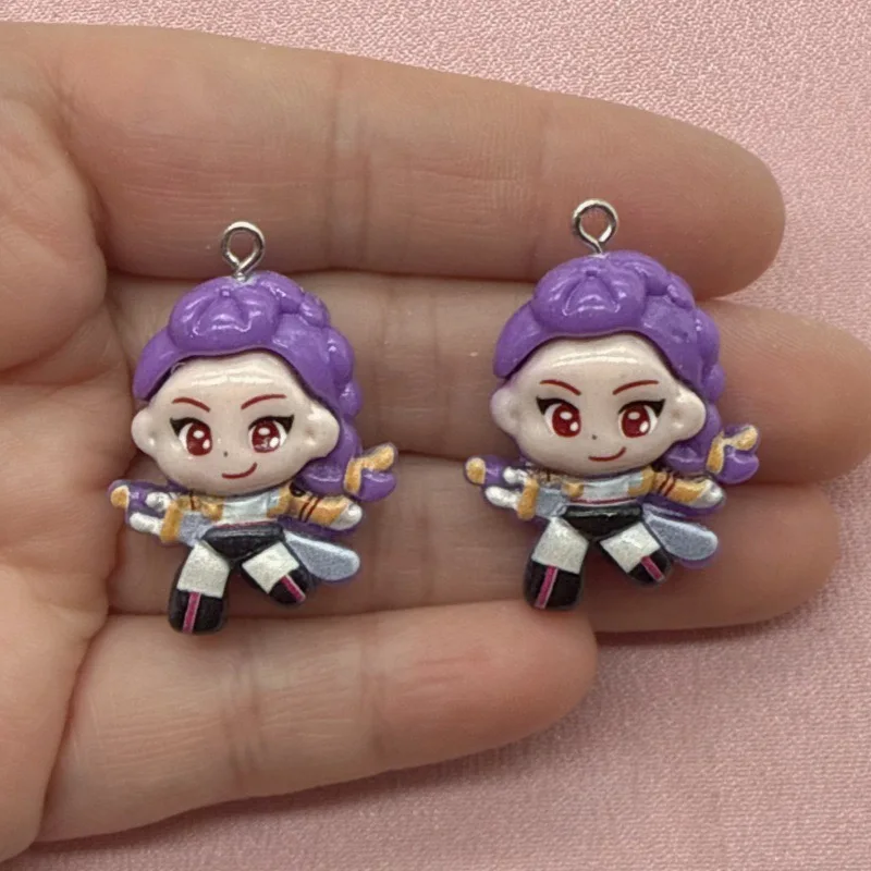 10pcs resin cartoon pendant, DIY jewelry making earrings, keychain accessories view 4