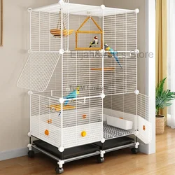 Large Budgie Bird Cage Myna Speciality Metal Shelf Habitat Square Bird Cage Breeding Canary Oiseaux Accessoires Pet House QF50NL