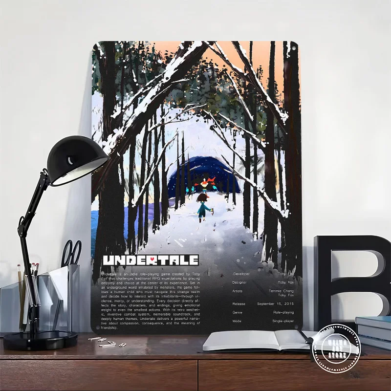 Undertale Game Metal Poster Custom Wall Art Retro Vintage Tinplate Signs for Man Cave Gaming Room Decoration Cozy Office Decor