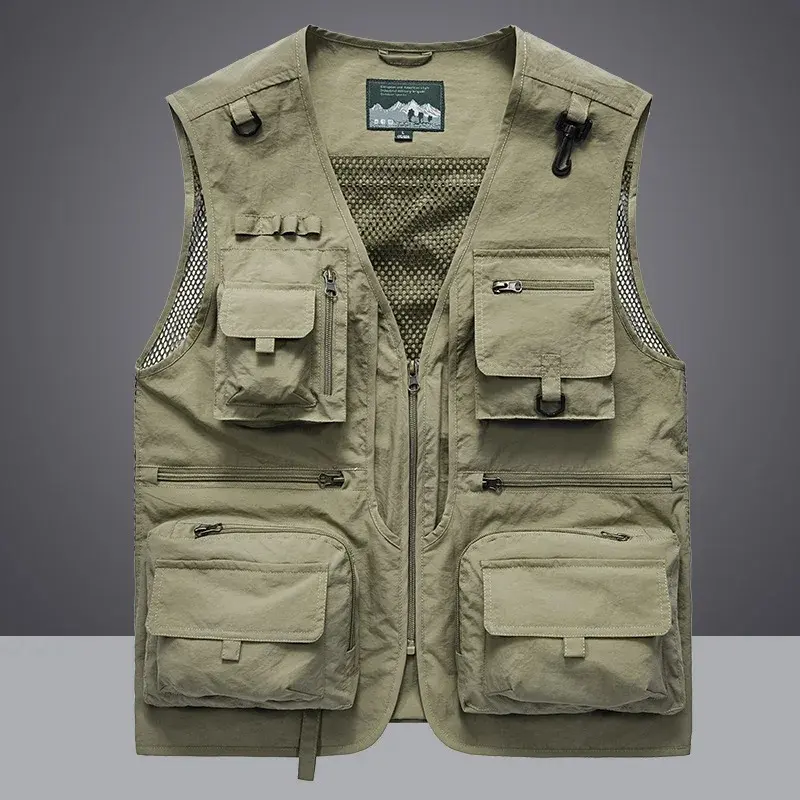 Summer Men Unloading Tactical Vest Coat Casual Men's Photographer Waistcoat Mesh Work Sleeveless Jacket Tools Pocket Vest 5XL - Image 6