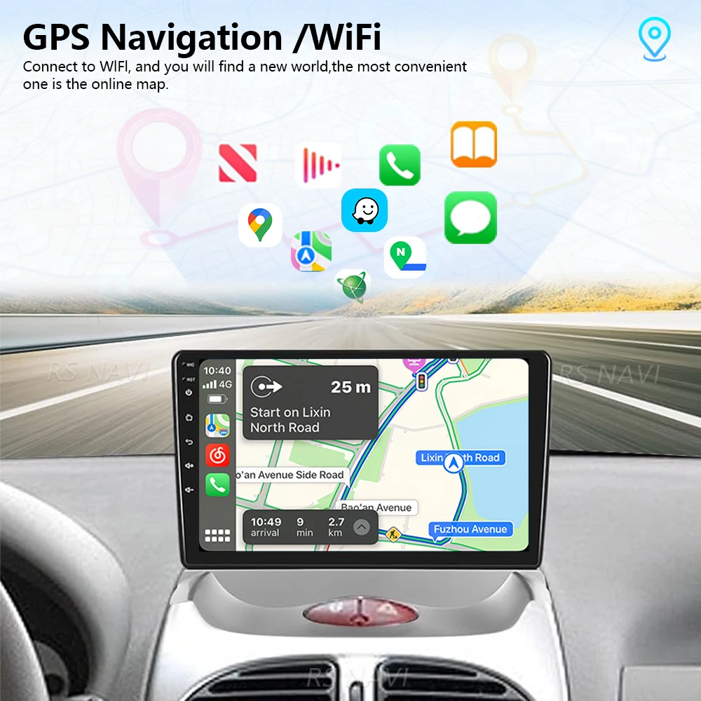 For peugeot 206 2004 - 2008 Citroen C2 2006 - 2013 Plug and Play Snapdragon Carplay Auto 2K Screen Car Radio Player Android 16 view 4