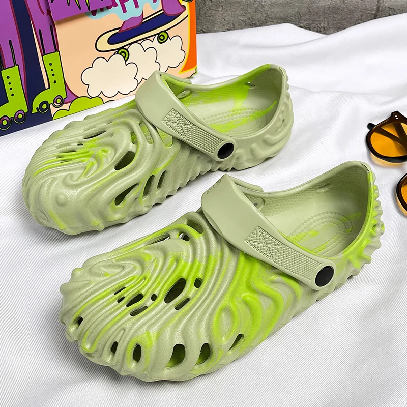 

Summer Men's Thick Bottomed Slippers Anti-Slip Beach Shoes EVA Material Protective Toe Slippers Couple Trendy Beach Flip Flops