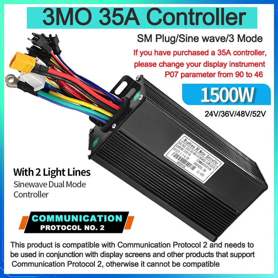 Ebike Met Leerfunctie 17A26A30A35A 40A 45A 60A 80A Sinus 36 V-72 V Controller Drie Modus Controller van Elektrische Fiets - afbeelding 1
