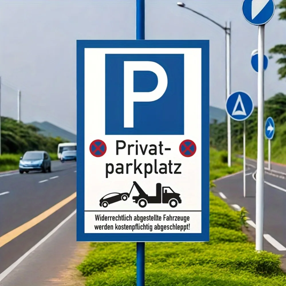 2D-Metallschild, Parkverbot Privatgrundstück Metallplakette, Robustes Warnschild für den Außenbereich für Einfahrten