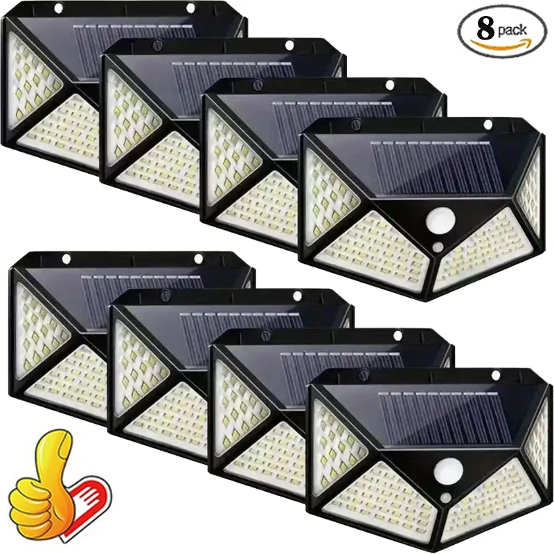 

2/4/6/8Pcs 100 LED Solar Wall Lights Outdoor Solar Lamp PIR Motion Sensor Solar Powered Sunlight Street Light for Garden Light