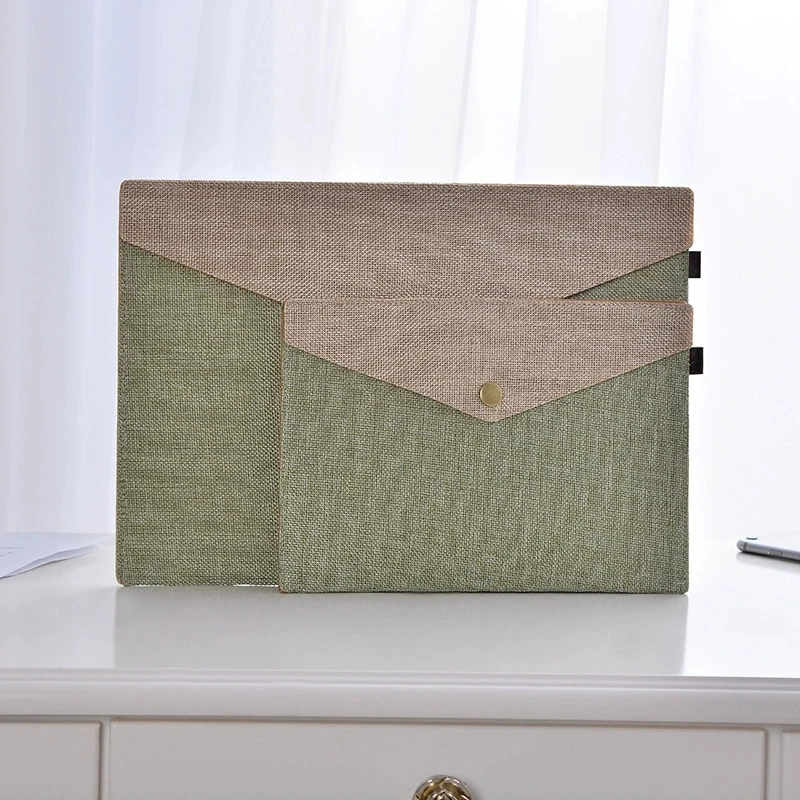 A4 magnetic buckle imitation linen felt file bag, office meeting folder, elementary school stationery set, A5 material storage