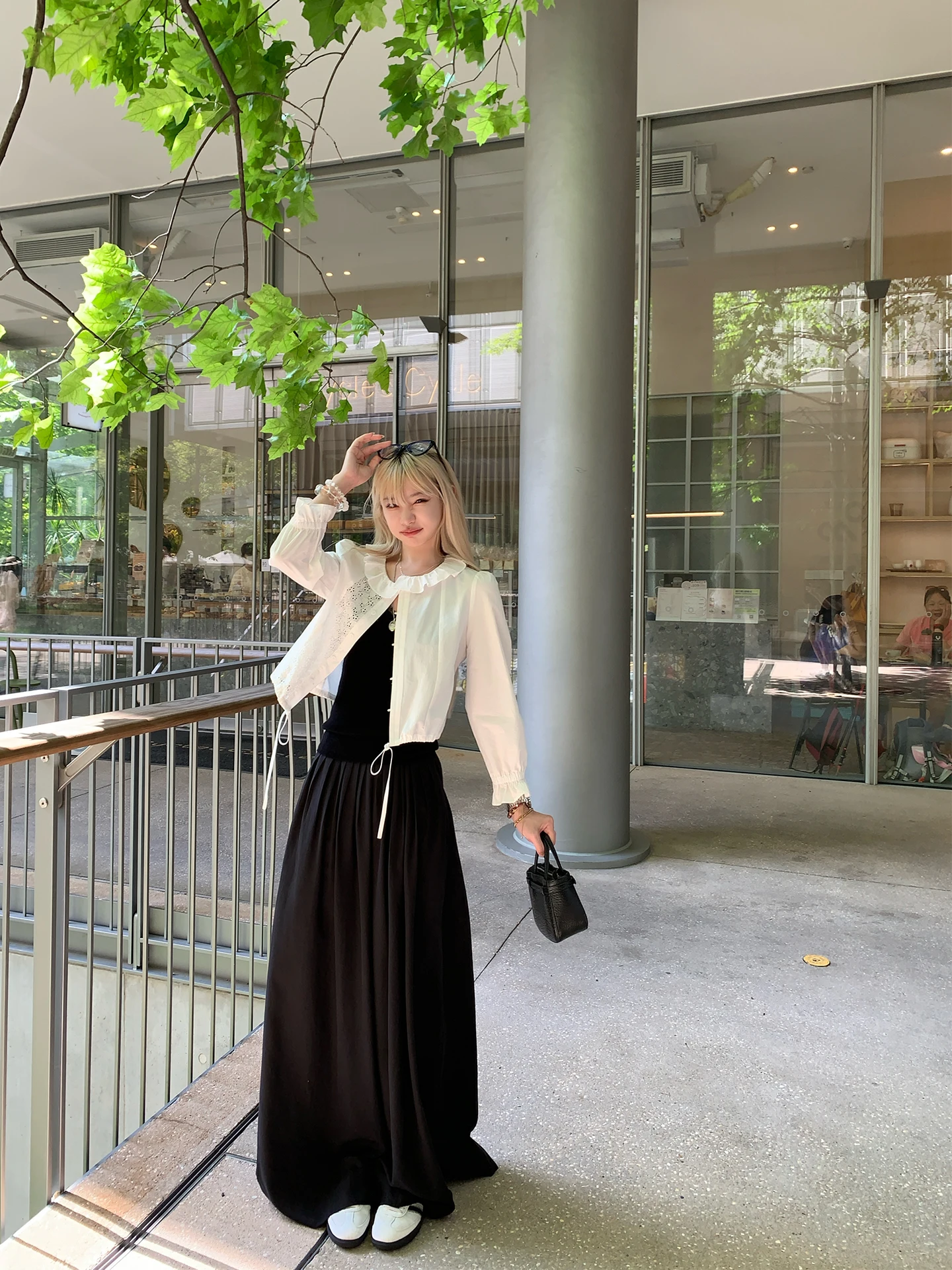 

Женская блузка с вышивкой и кружевной отделкой, приталенная, из чистого хлопка, с длинным рукавом и круглым вырезом, для повседневной носки