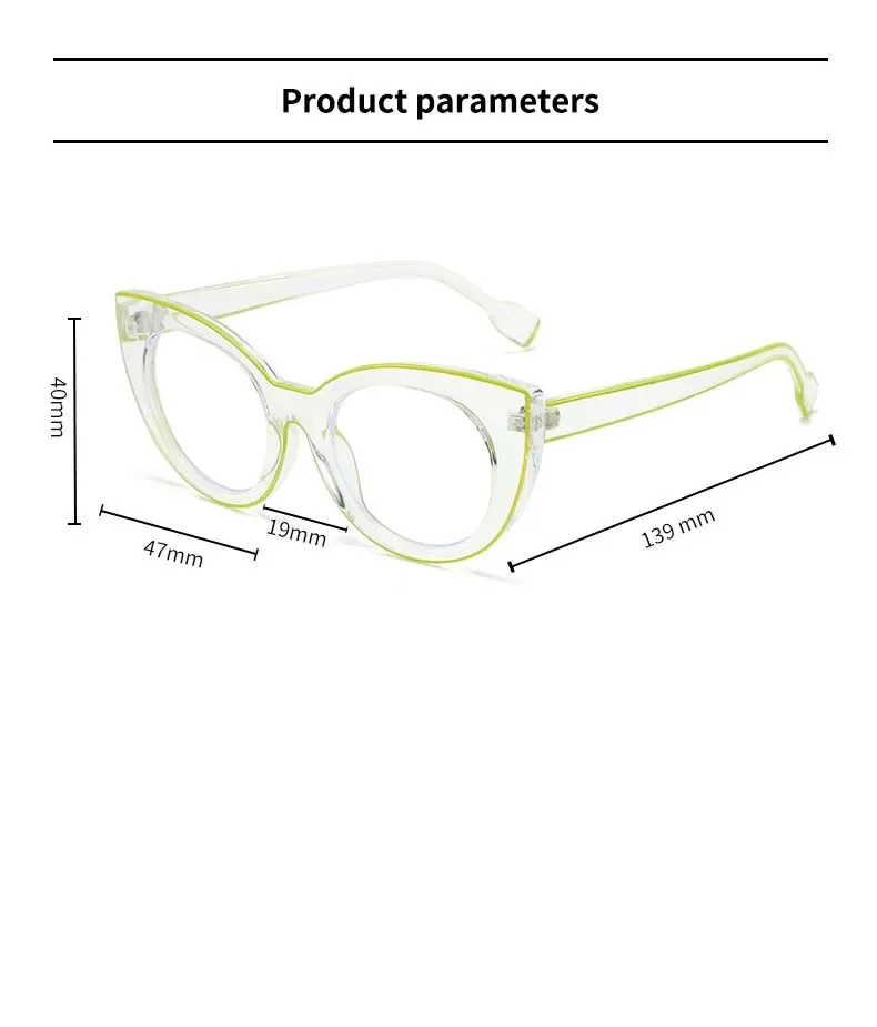 Modische Anti-Blaulicht-Katzenauge-Lesebrille mit großem Rahmen, ultraleichte High-Definition-Presbyopie-Brille mit transparentem Rahmen – Detail 4