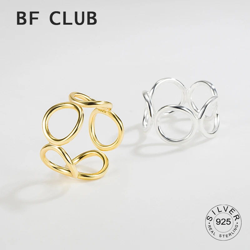 BFCLUB  Silver Color Circle Hollow Open Rings For Women Gold Plated Trendy Retro Anillos Party Gifts Accessories