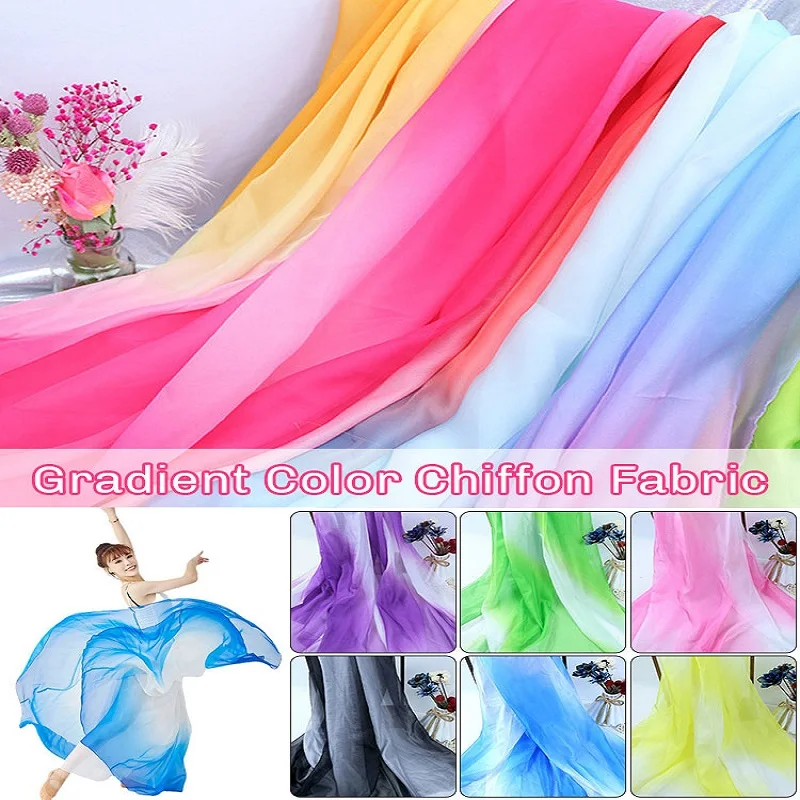 1/3/5M Ombre Sheer Gradient Chiffon Fabric Thin 30D Organza Tulle Fabric for Diy Stage Cosplay Costume Ancient Style Hanfu Dress