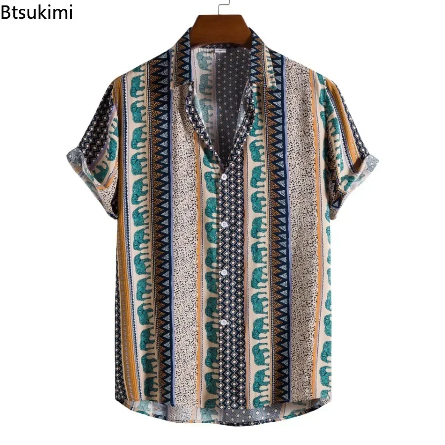 Moda 3d impresso masculino plus size solto camisa de manga curta verão vintage havaiano praia camisa blusa casual para homem streetwear