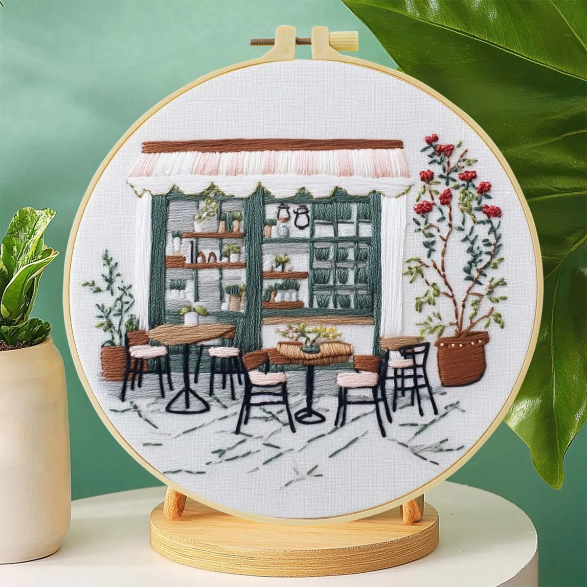 Coffee Shop Stickerei Starter Kit DIY Kreuzstich Set für Anfänger gedruckt Nähen Kunst Handwerk Malerei Home Decor Nadel Kunst – Detail 5