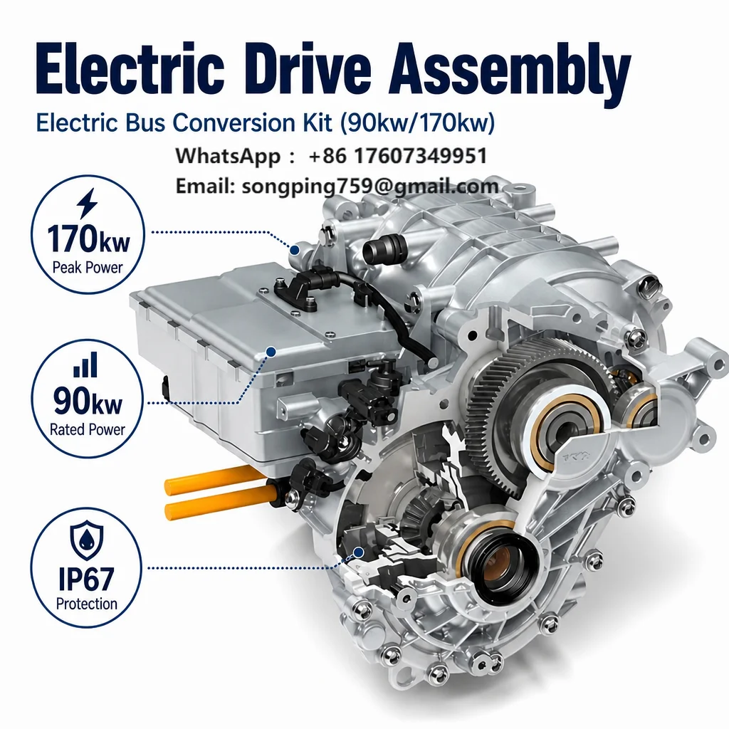 170kw Peak Power Electric Car Conversion Kit 90kw Rated Motor Drive System for 10m Bus EV Retrofitting OEM Supplier