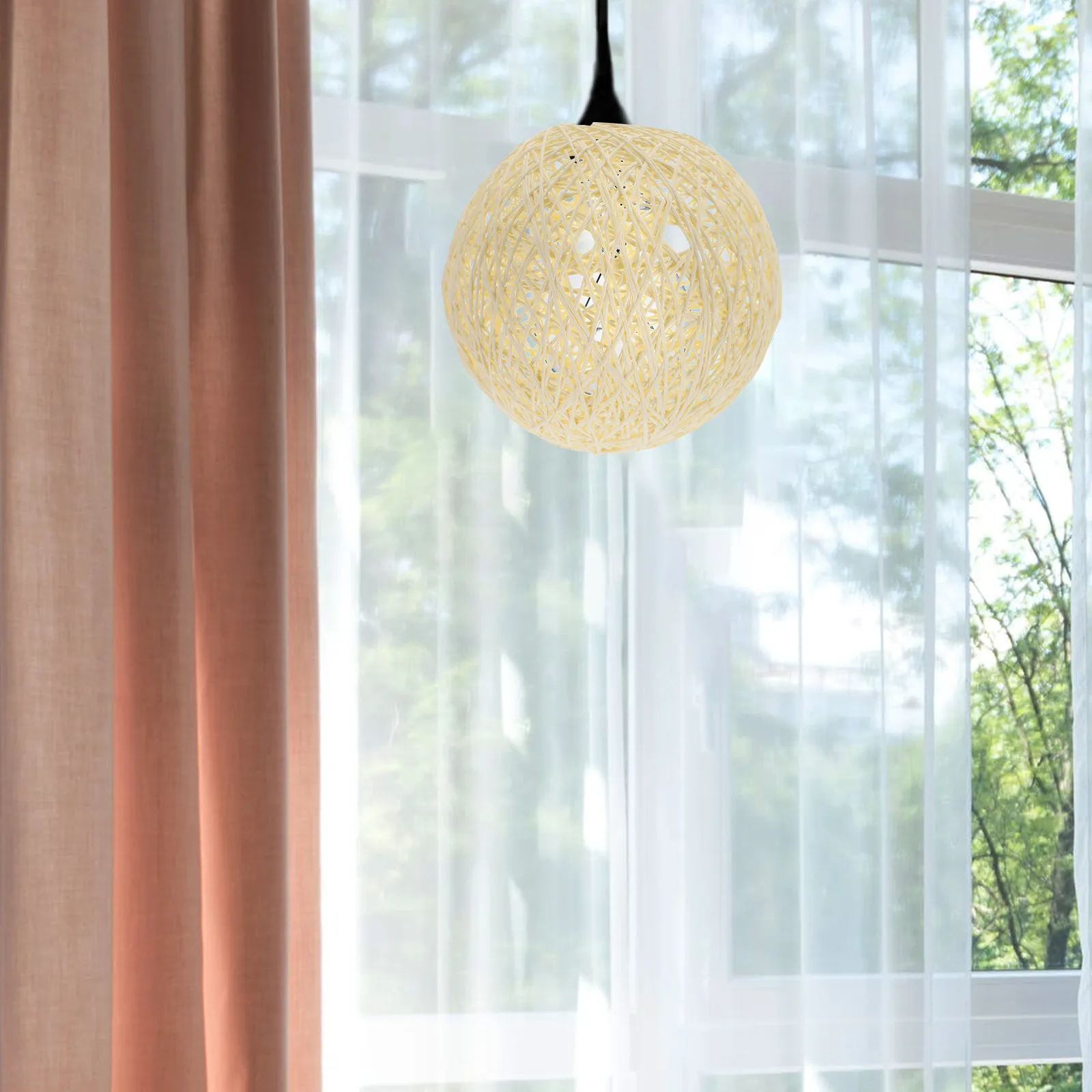 Rattan Ball Ceiling Light Shade Paper Lampshade Multipurpose Dust Cover for Table Lamps Pendant Lamps Indoor Lighting