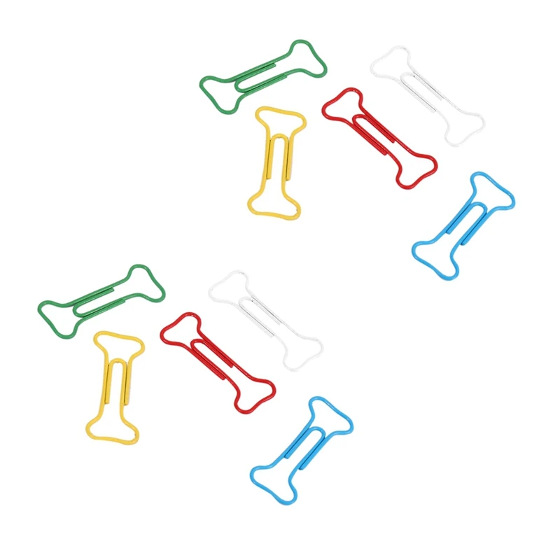 Forma óssea Multicolor Metal papel clipes, 400pcs
