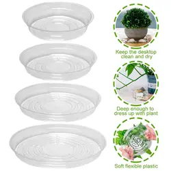 5pcs 6/8/10/12 Inch Plastic Flower Pot Tray Round Transparent Plant Base Anti-slip Reusable Drip Trays Indoor Outdoor